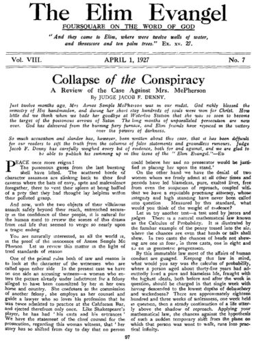 Facsimile — The Elim Evangel, 1 April 1927, p. 97