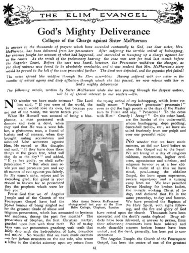 Facsimile — The Elim Evangel, 1 February 1927, p. 41.